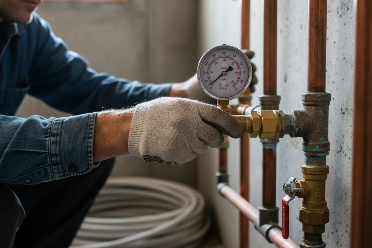 Pressure testing a repaired line during Water Line Repair in Riverside